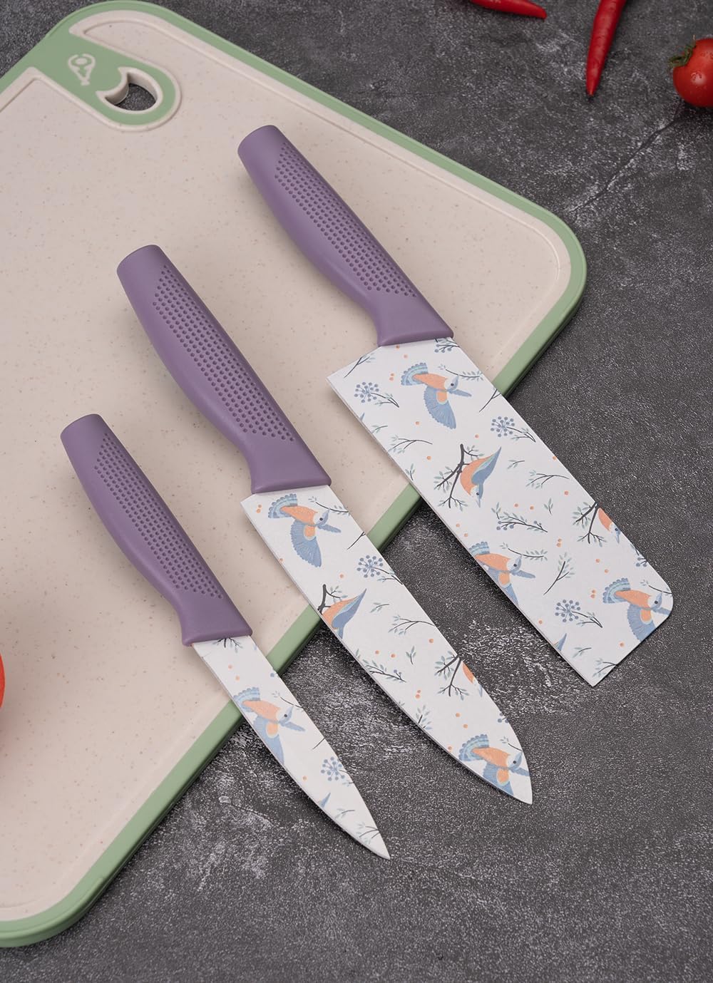 ZUCUR Professional 3-Piece Kitchen Knife Set - High Carbon Stainless Steel Chef Multipurpose Knife Set for Cutting, Slicing & Cooking