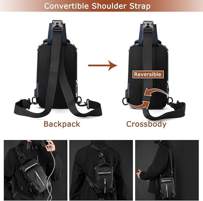 ZUCUR Professional Tech Sling Bag – Waterproof Crossbody Shoulder Bag for Men