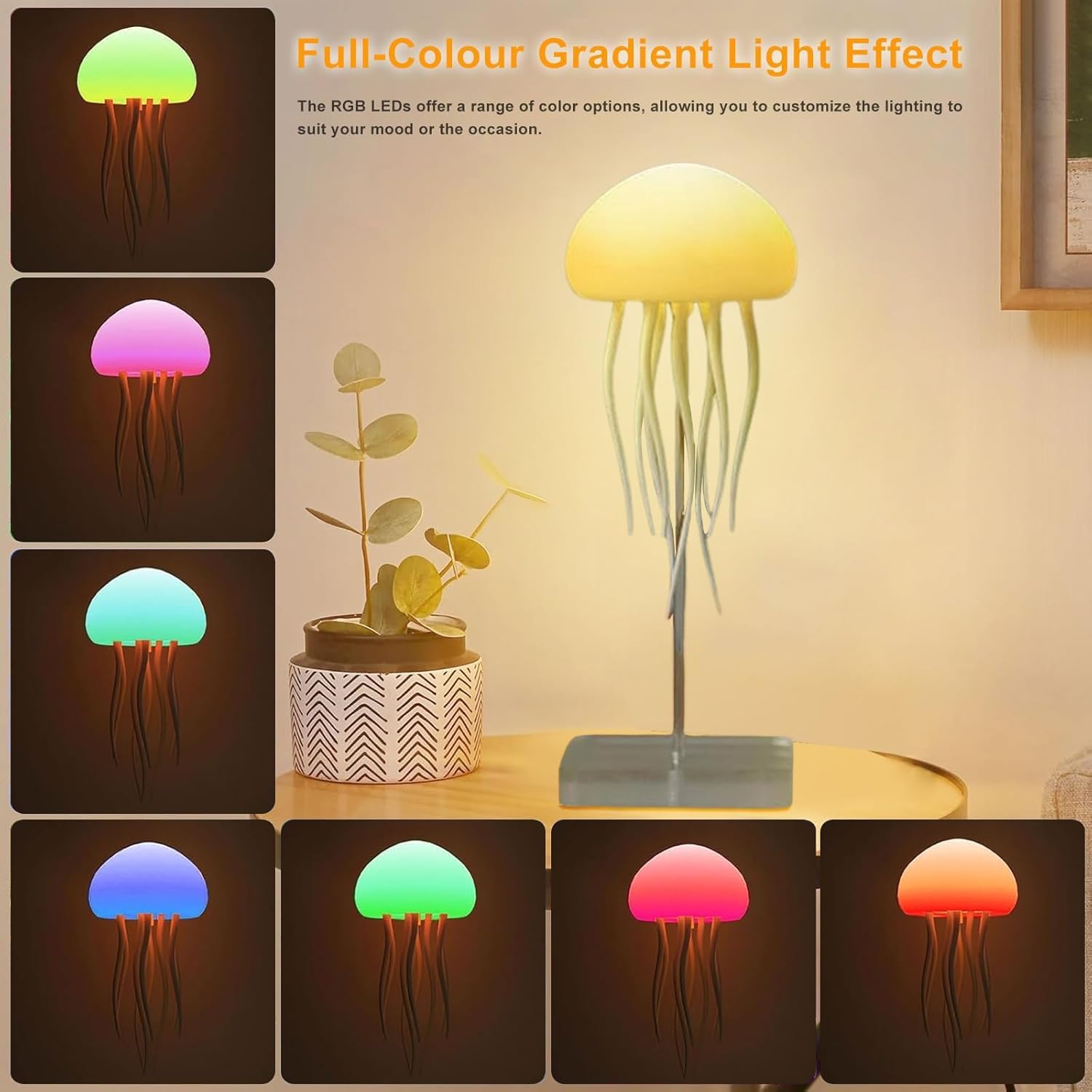 ZUCUR Soft Glow Jellyfish Table Lamp – USB LED Night Light