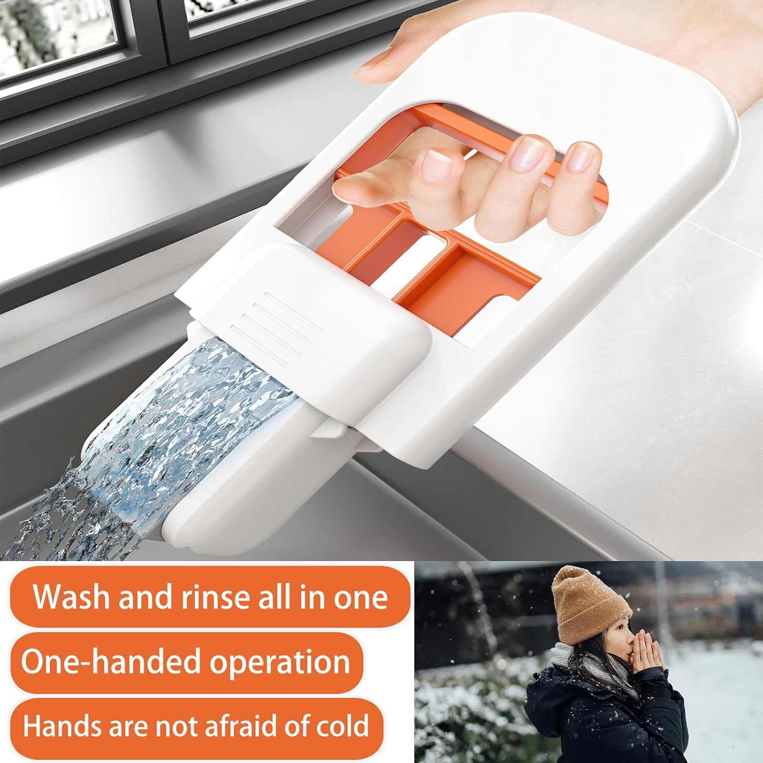 ZUCUR Multi-Purpose Cleaning Scraper & Squeegee – Foldable Tool for Kitchen Grease, Tile Walls, Bathroom Mirrors & Countertops