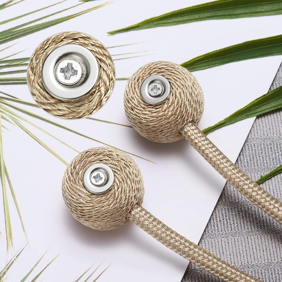 ZUCUR Magnetic Curtain Tiebacks – Elegant Rope Holdbacks for Home Décor, Easy No-Drill Curtain Holder (Set of 2)