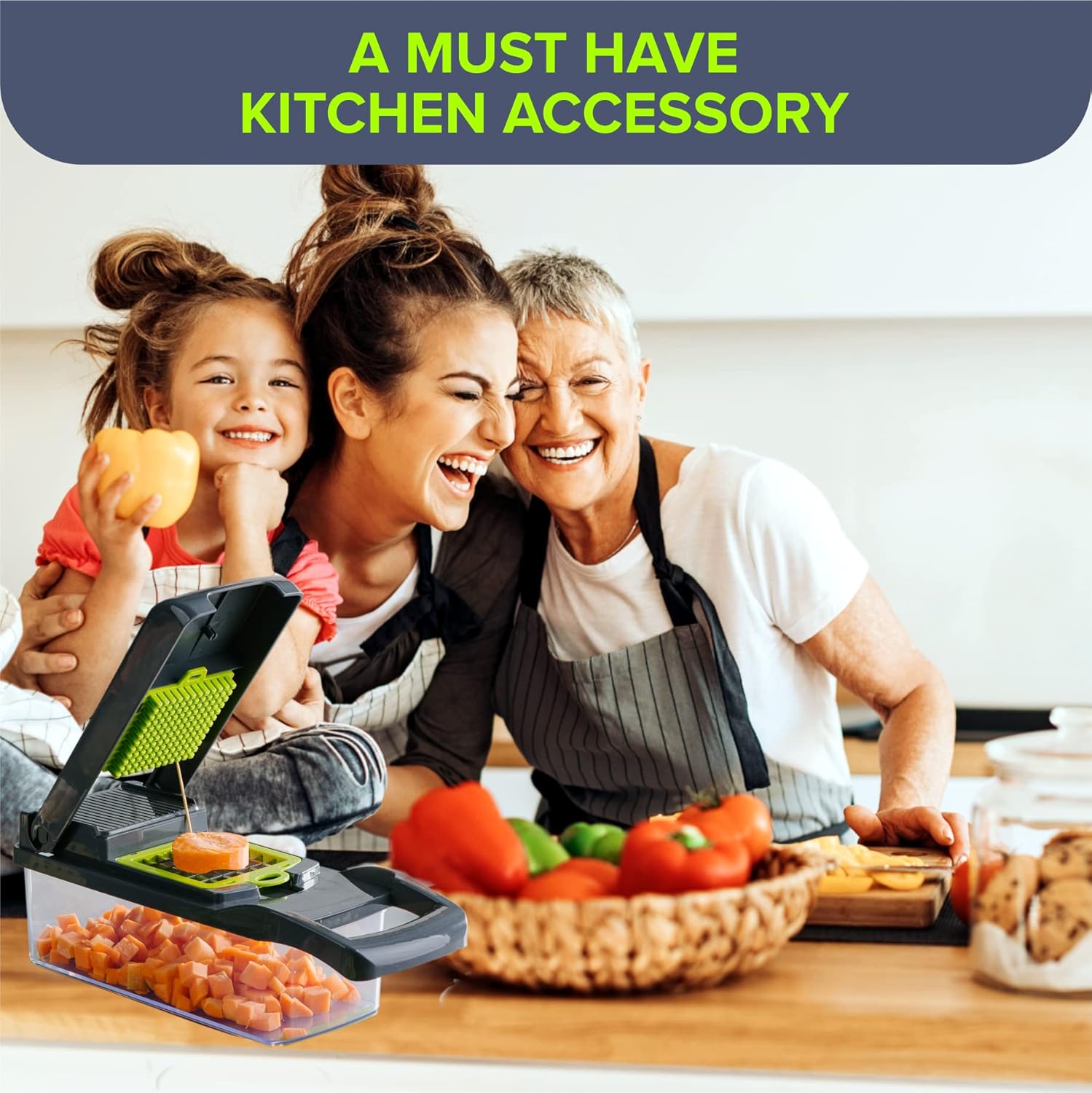 ZUCUR 16-in-1 Multi-Function Vegetable Chopper – Onion Cutter, Slicer, Dicer & Food Processor Set