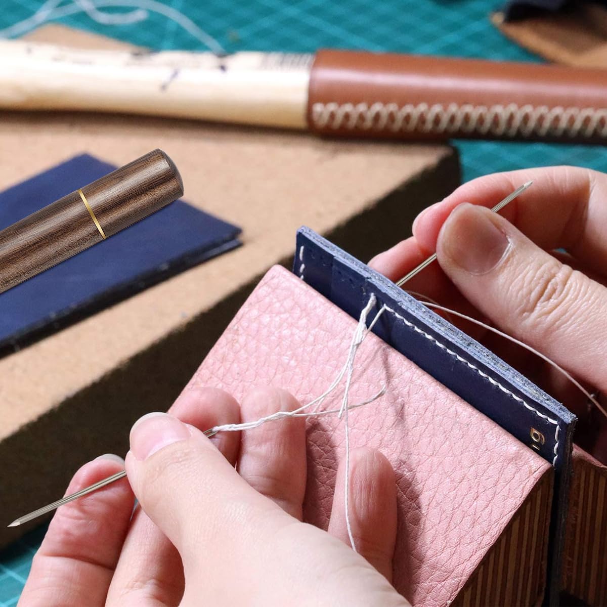 ZUCUR Self-Threading Sewing Needle Set – 30 Pcs Easy Thread Needles with Premium Wooden Storage Tube