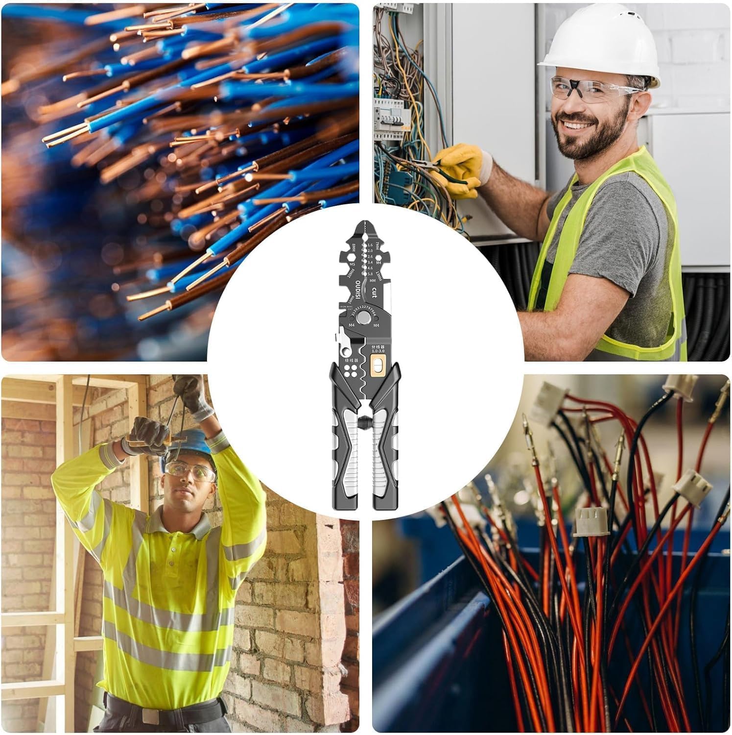 ZUCUR All in 1 Multifunction Stainless Steel Wire Stripper/Wire Crimping Tool, Wire Cutter, Wire Crimper, Cable Stripper