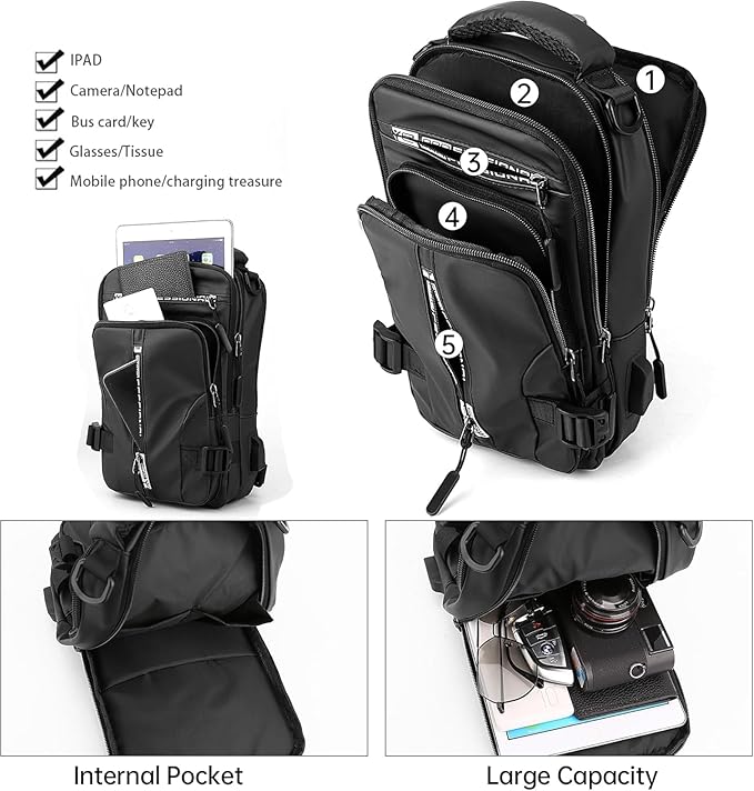 ZUCUR Professional Tech Sling Bag – Waterproof Crossbody Shoulder Bag for Men