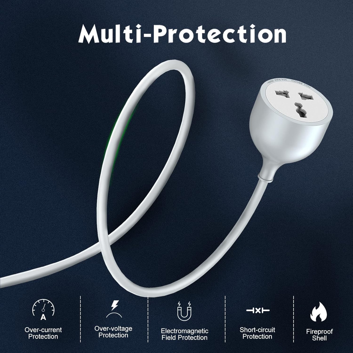 ZUCUR 5 Meter 3-Pin Heavy Duty Extension Cord | 10A 2500W Power Cable for Home & Office