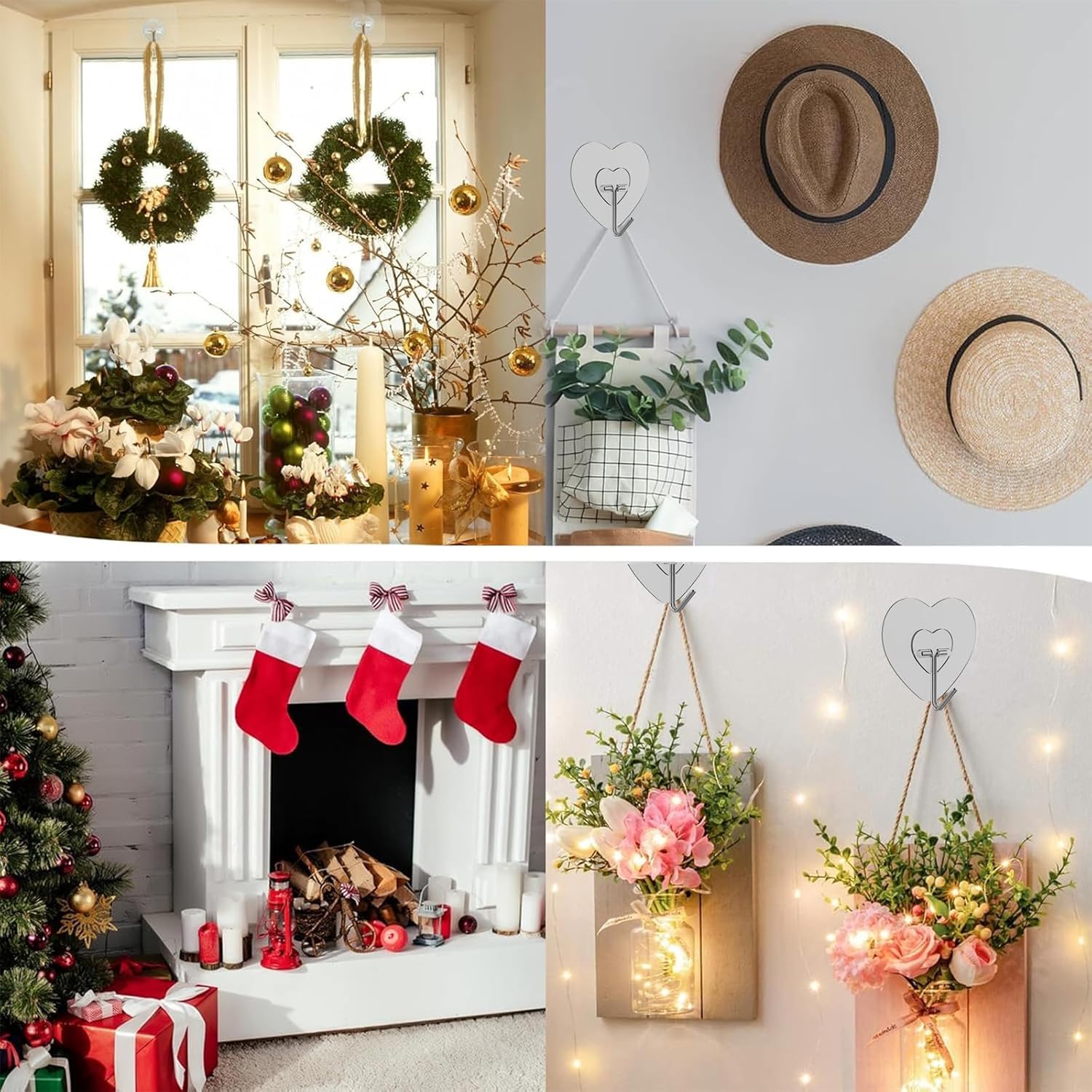 ZUCUR Heart-Shaped Transparent Adhesive Wall Hooks – Heavy Duty Waterproof No-Drill Hooks for Home, Kitchen, Bathroom & Bedroom – Strong Self-Adhesive Wall Hangers (Set of 10)