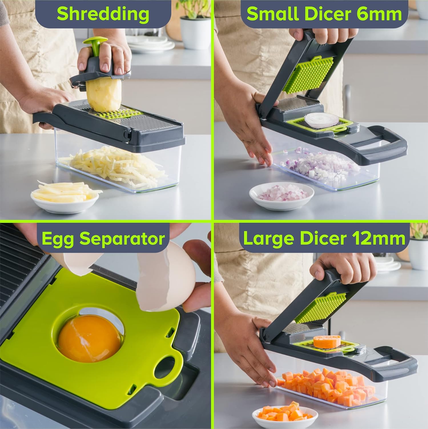 ZUCUR 16-in-1 Multi-Function Vegetable Chopper – Onion Cutter, Slicer, Dicer & Food Processor Set