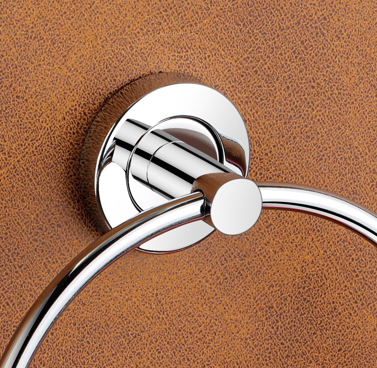 Stainless Steel Self Adhesive Round Towel Ring | No Drilling Wall Mounted Bathroom Accessories | Durable Napkin Hand Towel Holder for Kitchen, Wash Basin, Home and Hotels (Chrome Finish)