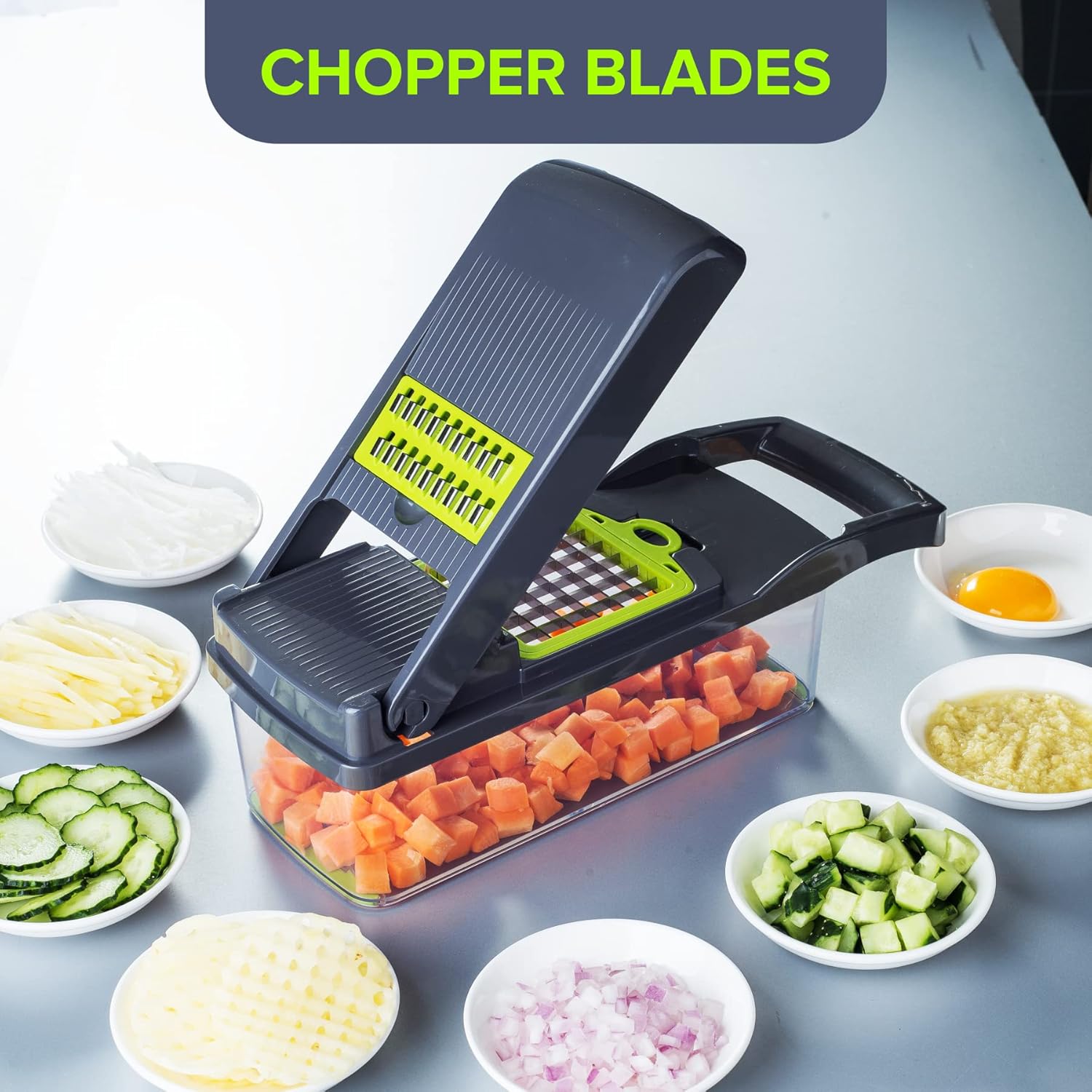 ZUCUR 16-in-1 Multi-Function Vegetable Chopper – Onion Cutter, Slicer, Dicer & Food Processor Set