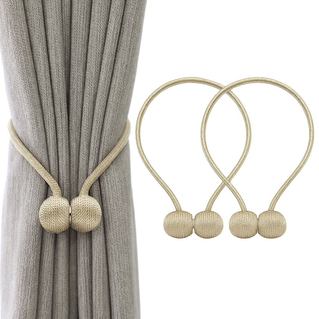 ZUCUR Magnetic Curtain Tiebacks – Elegant Rope Holdbacks for Home Décor, Easy No-Drill Curtain Holder (Set of 2)