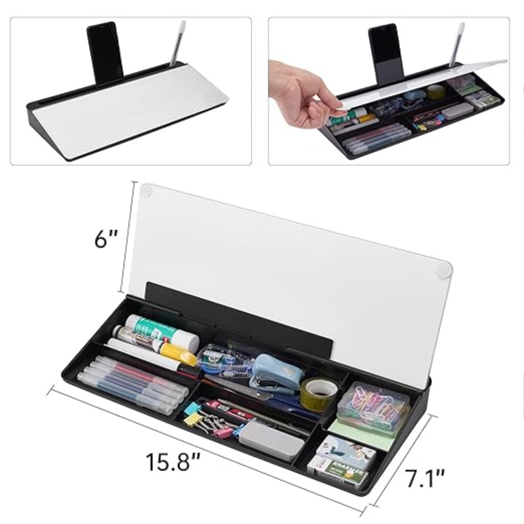 ZUCUR Keyboard Stand White Board Surface Pad with Drawer, Desk Organizers with Accessories for Office, Home, School Supplies