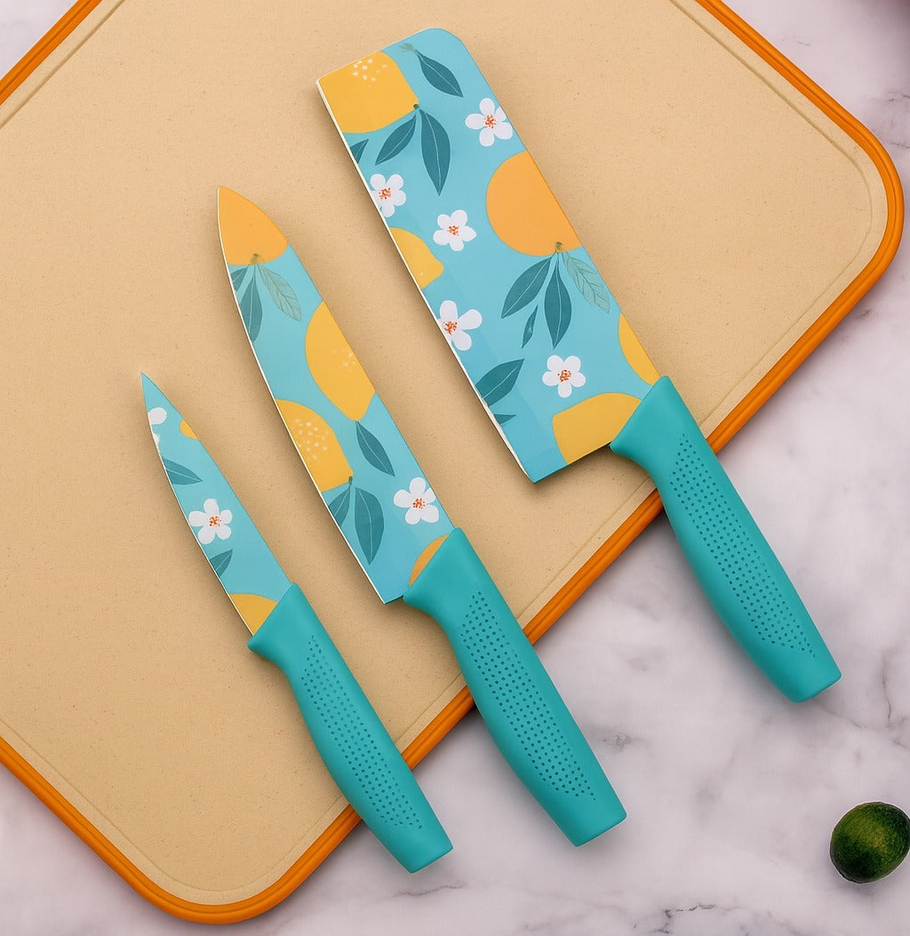 ZUCUR Professional 3-Piece Kitchen Knife Set - High Carbon Stainless Steel Chef Multipurpose Knife Set for Cutting, Slicing & Cooking