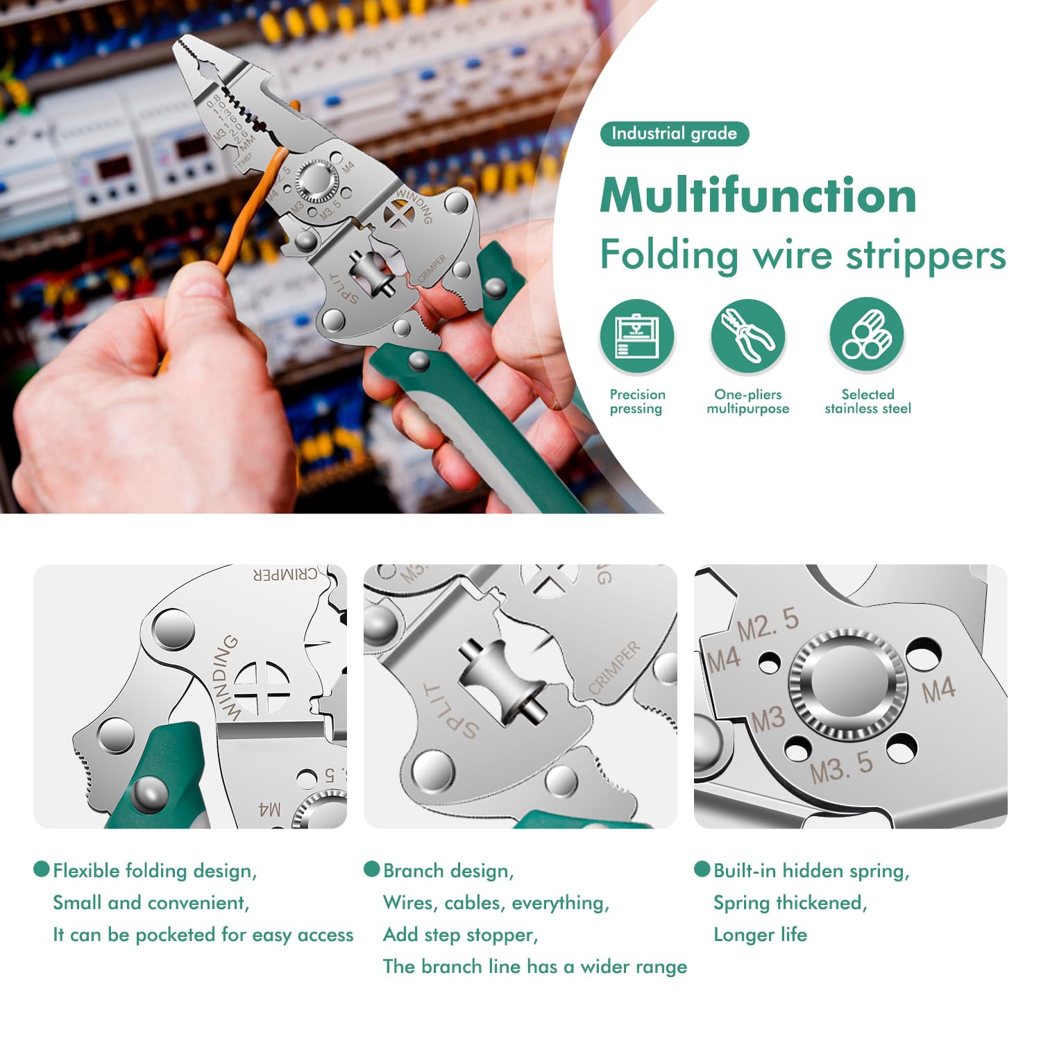 ZUCUR Multifunction Wire Stripper Cutter Crimper Tool Wire Cutter Wire Crimper Cable Stripper Wiring Tools