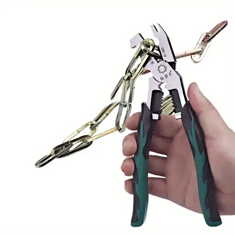 ZUCUR 8-in-1 Heavy-Duty Multifunction Pliers – Nail Puller, Wire Stripper, Crimper & Wrench Tool