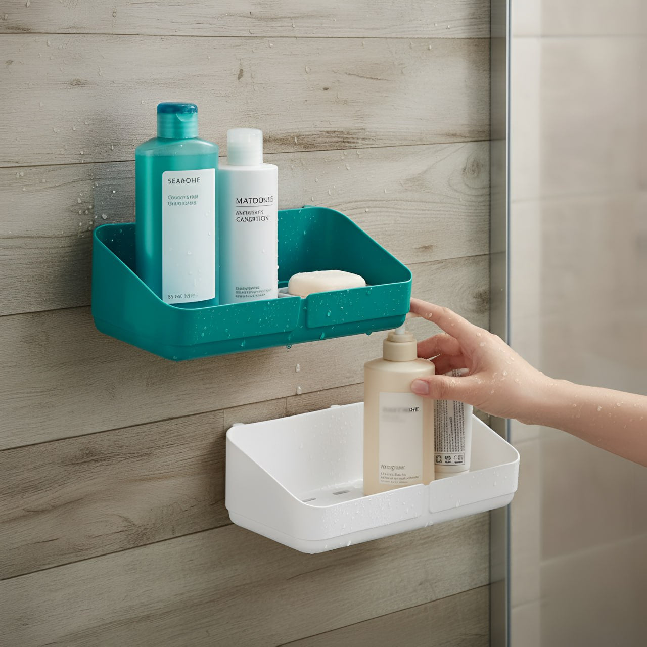 ZUCUR Wall-Mounted Bathroom Storage Shelf – Waterproof Adhesive Shower Organizer Rack