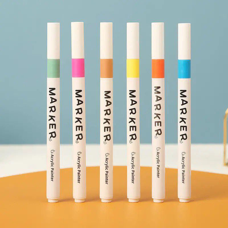 ZUCUR Set Of24 Acrylic Color Marker Pens – Fine Tip DIY Art & Craft Painting Set