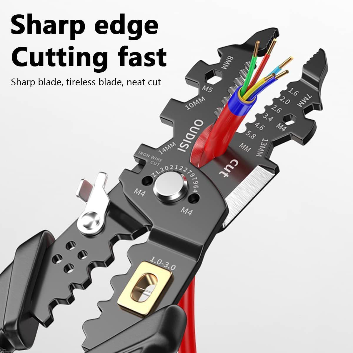 ZUCUR Multifunction Wire Stripper Crimping Tool – 14-Function Electrical Maintenance Pliers