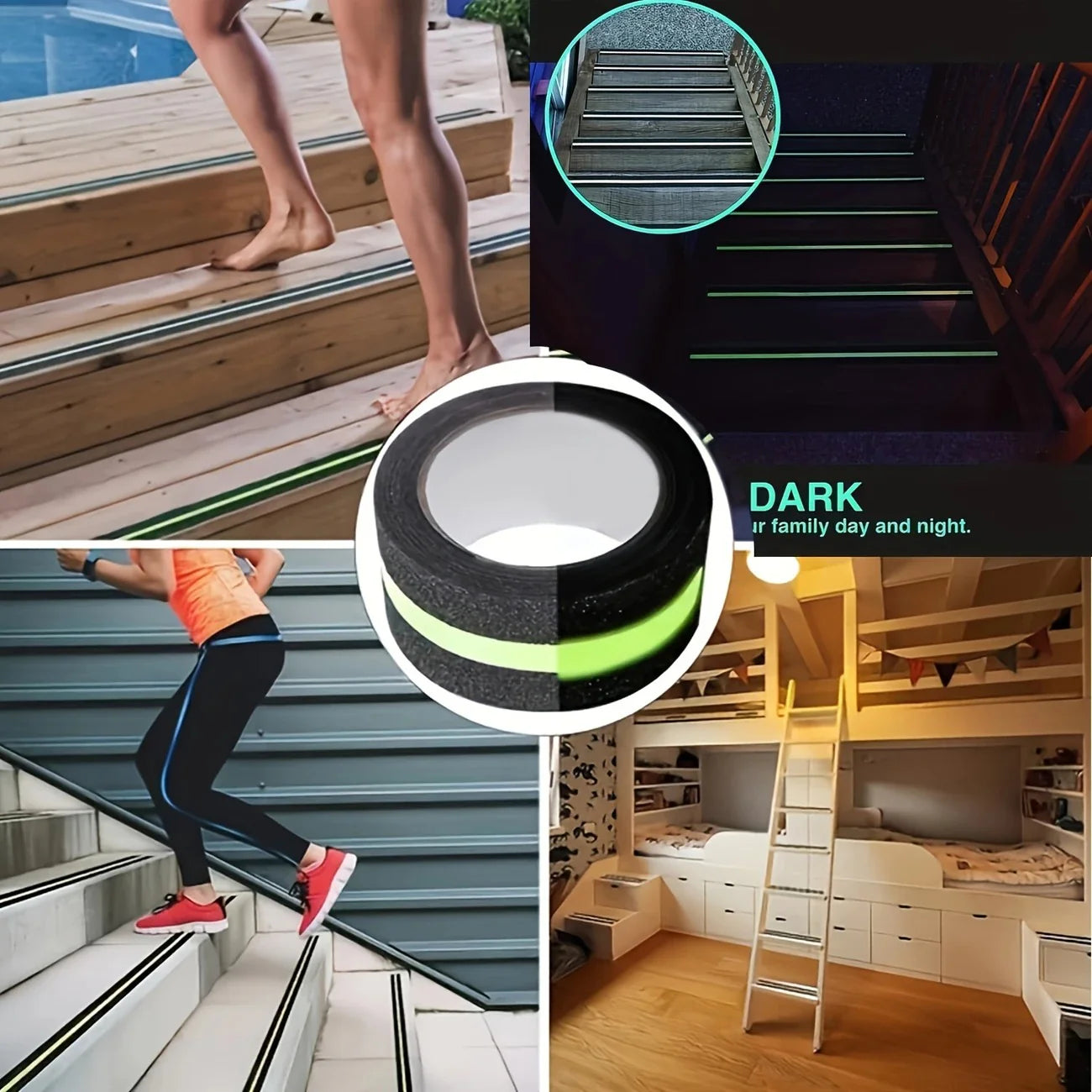 ZUCUR Anti-Slip Safety Grip Tape with High Visibility Glow , Ideal For Stairs & Floors-2 Inch x 5 Meters